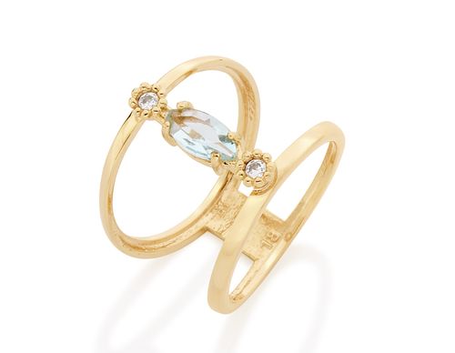 GOLD RING WITH CRYSTAL AND ZIRCONIA