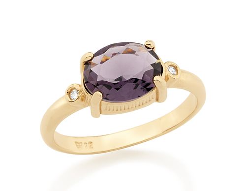 GOLD RING WITH CRYSTAL AND ZIRCONIA
