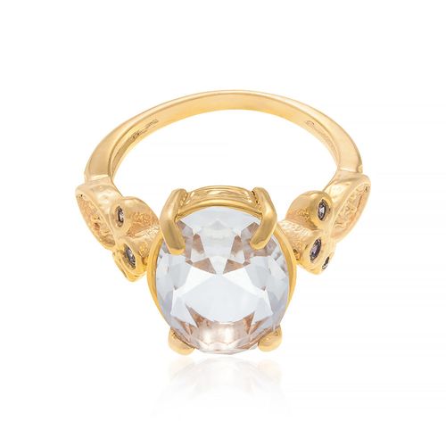 GOLD RING WITH CRYSTAL AND ZIRCONIA