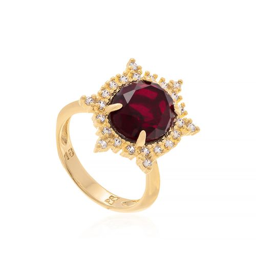 GOLD RING WITH CRYSTAL AND ZIRCONIA