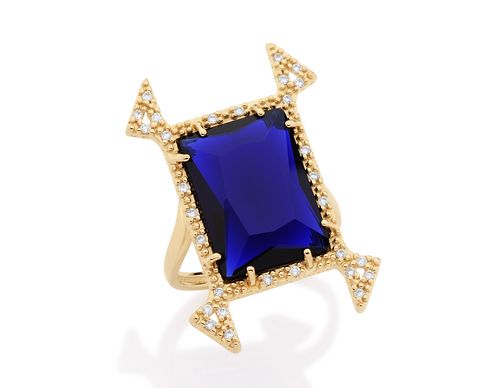 GOLD RING WITH CRYSTAL AND ZIRCONIA