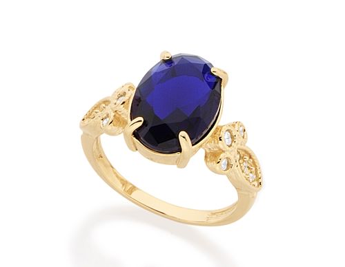 GOLD RING WITH CRYSTAL AND ZIRCONIA