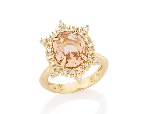 GOLD RING WITH CRYSTAL AND ZIRCONIA
