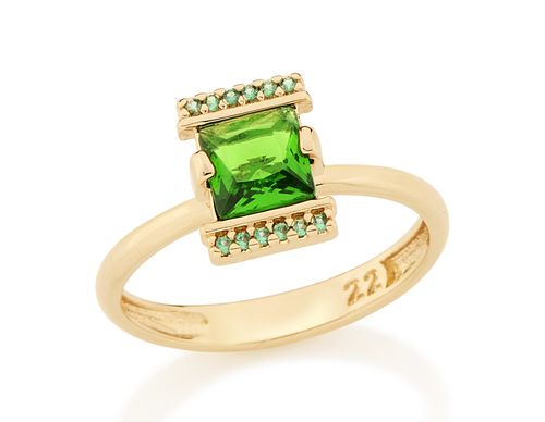 GOLD RING WITH CRYSTAL AND ZIRCONIA
