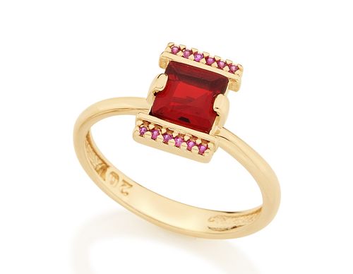 GOLD RING WITH CRYSTAL AND ZIRCONIA