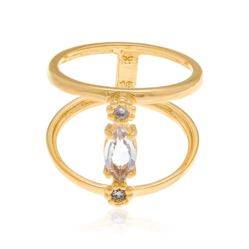 GOLD RING WITH CRYSTAL AND ZIRCONIA