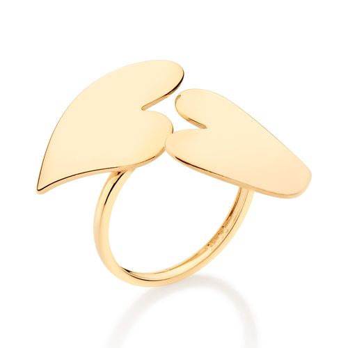 GOLD DOUBLE HEART ADJUSTABLE RING