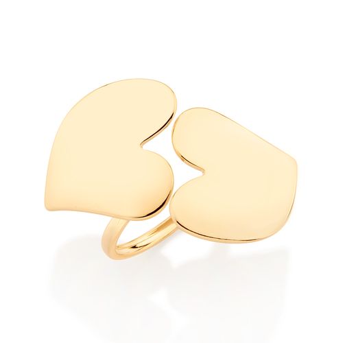 GOLD DOUBLE HEART ADJUSTABLE RING