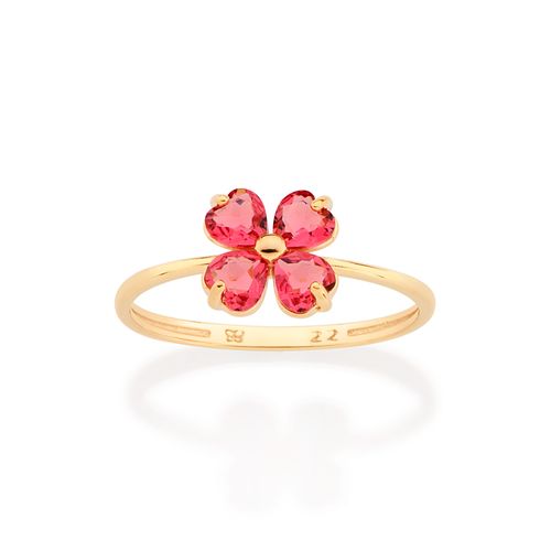 GOLD WILD FLOWER SKINNY RING IN PINK