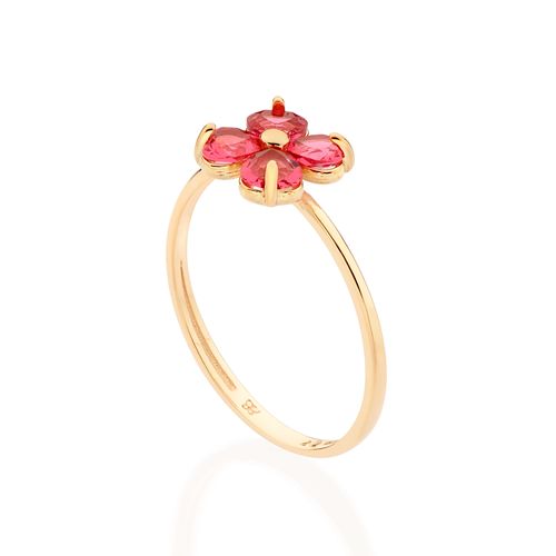 GOLD WILD FLOWER SKINNY RING IN PINK