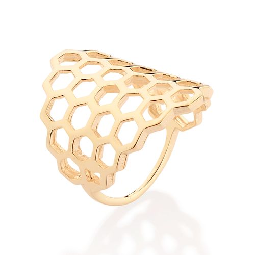 GOLD HONEY COMB MAXI RING