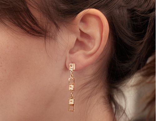 GOLD EARRING WITH CRYSTAL