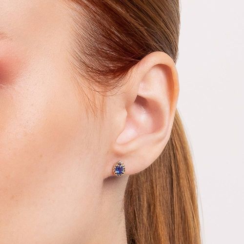 GOLD JOY STUD EARRINGS IN BLUE