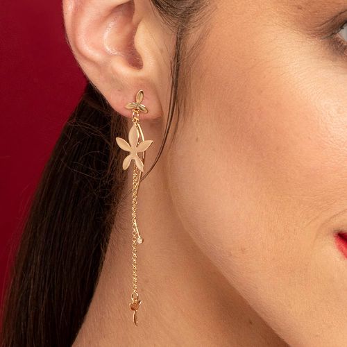 GOLD FLOWER MAXI DANGLY EARRINGS