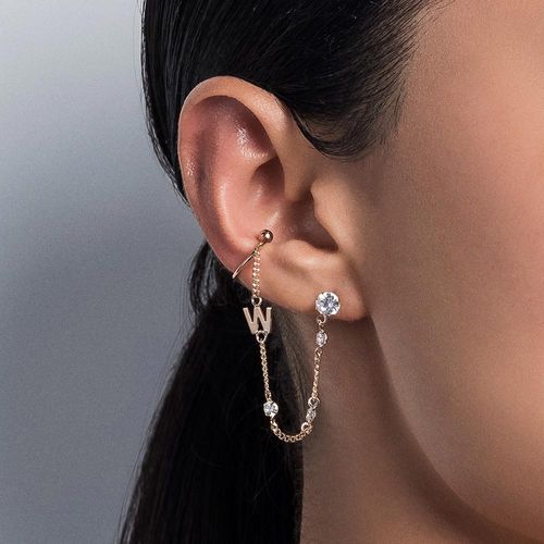 GOLD POINT OF LIGHT EAR CUFF-LETTER W