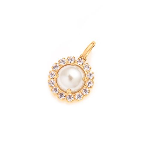 GOLD PENDANT WITH PEARL AND CRYSTAL