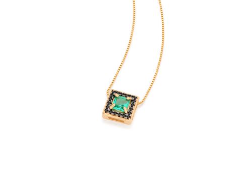 GOLD PENDANT WITH CRYSTAL AND ZIRCONIA