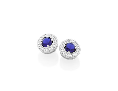 RHODIUM PLATED EARRING WITH CRYSTAL AND ZIRCONIA