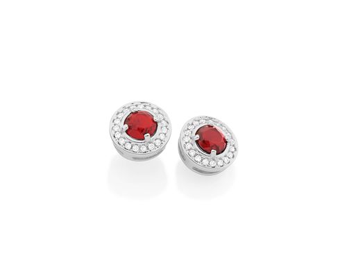 RHODIUM PLATED EARRING WITH CRYSTAL AND ZIRCONIA