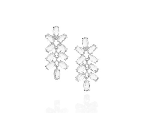 RHODIUM PLATED EARRING WITH CRYSTAL