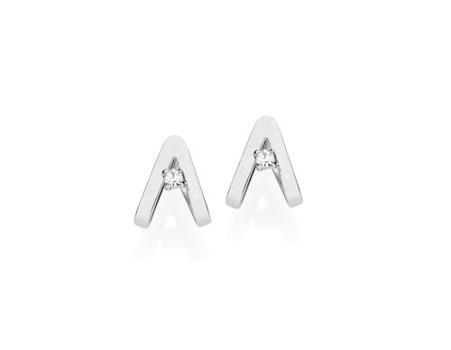 RHODIUM PLATED EARRING WITH CRYSTAL-WHITE