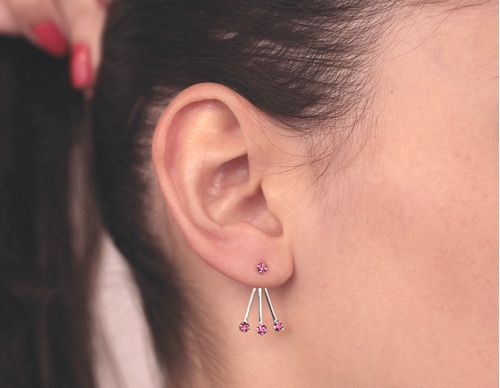 RHODIUM PLATED EARRING WITH CRYSTAL