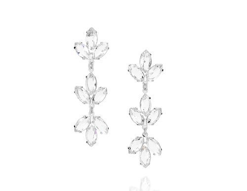 RHODIUM PLATED EARRING WITH CRYSTAL