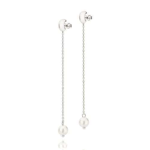 PLATINUM LONG PEARL EARRINGS
