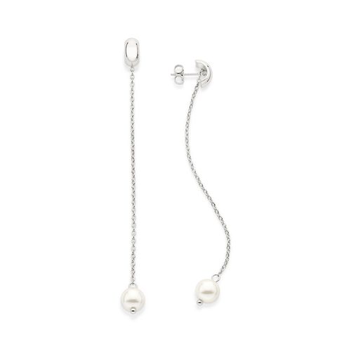 PLATINUM LONG PEARL EARRINGS