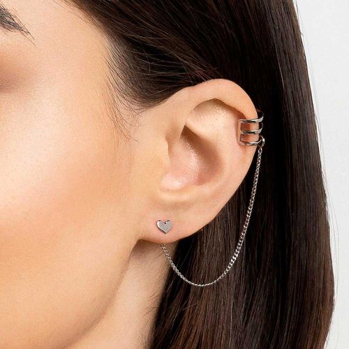 PLATINUM HEART EAR CUFF CHAIN