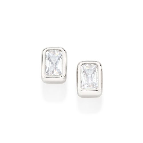 PLATINUM SMALL PIECE OF LOVE STUD EARRINGS IN WHITE