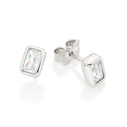 PLATINUM SMALL PIECE OF LOVE STUD EARRINGS IN WHITE