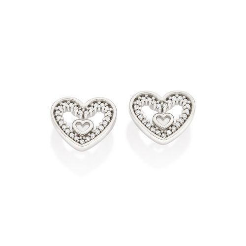 PLATINUM BEATING HEART STUD EARRING