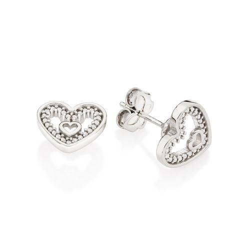 PLATINUM BEATING HEART STUD EARRING