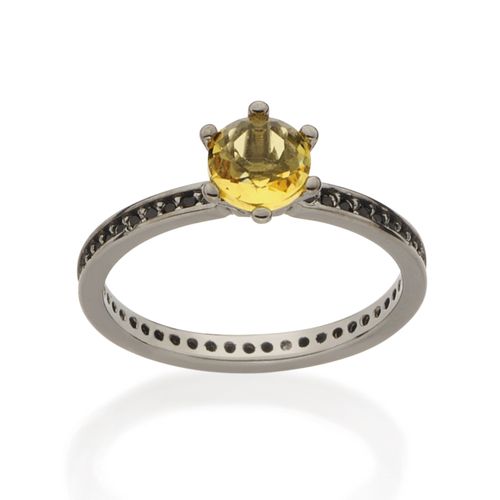 BLACK RHODIUM RING WITH CRYSTAL AND ZIRCONIA