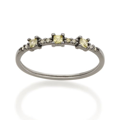 BLACK RHODIUM RING WITH ZIRCONIA