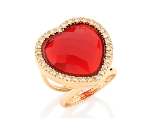 GOLD RING WITH CRYSTAL AND ZIRCONIA