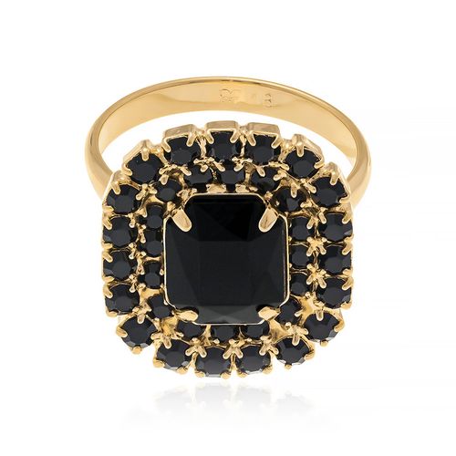 GOLD RING WITH CRYSTAL AND STONE