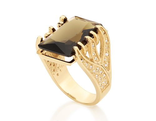 GOLD RING WITH CRYSTAL AND ZIRCONIA