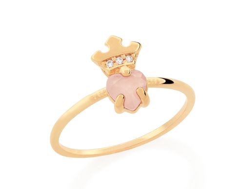 GOLD RING WITH CRYSTAL AND ZIRCONIA