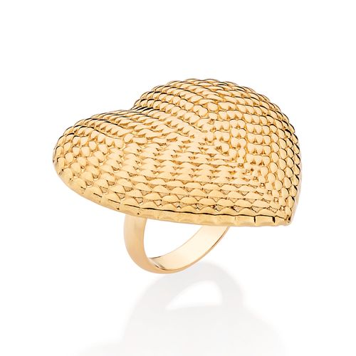 GOLD HEART BUTTON MAXI RING