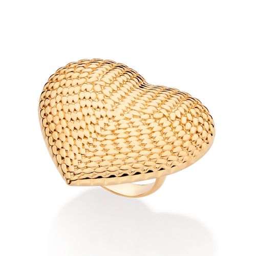 GOLD HEART BUTTON MAXI RING