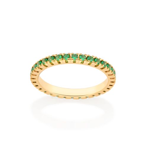 GOLD GREEN STUDDED SKINNY RING
