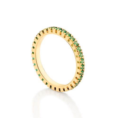GOLD GREEN STUDDED SKINNY RING