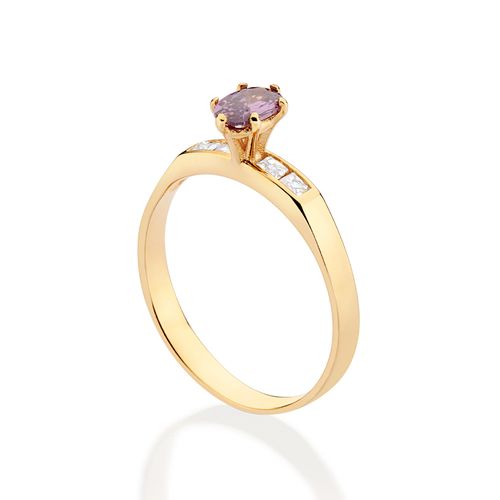 GOLD HOLIDAY SURPRISE SOLITAIRE RING IN PURPLE