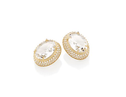 GOLD EARRING WITH CRYSTAL AND ZIRCONIA