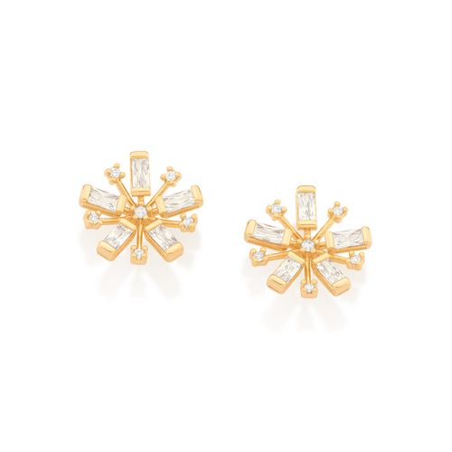 GOLD MODERN FLOWER BUTTON EARRING