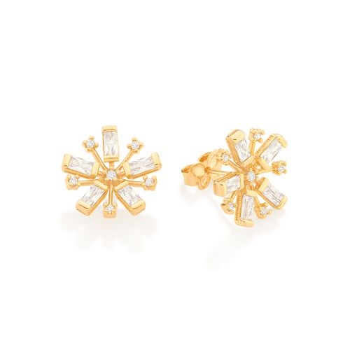 GOLD MODERN FLOWER BUTTON EARRING