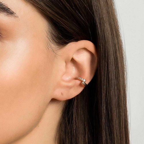 WHITE HALF STUDDED EAR CUFF