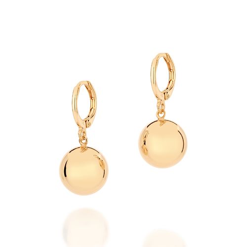 GOLD SPHERE HUGGIE EARRINGS